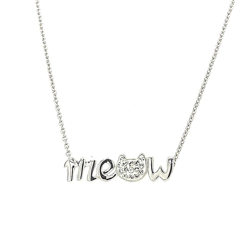 925 Sterling Silver MEOW Necklace with elements of Swarowski